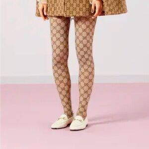 Gucci Tan Interlocking GG Tights
